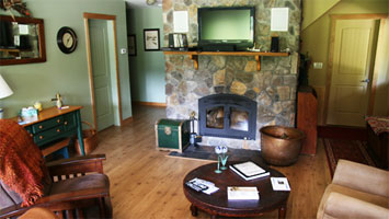 Fireplace and flat screen TV in our downstairs living room